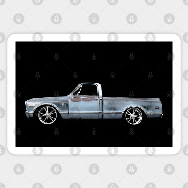 Chevy C-10 Pickup - black Sticker by mal_photography